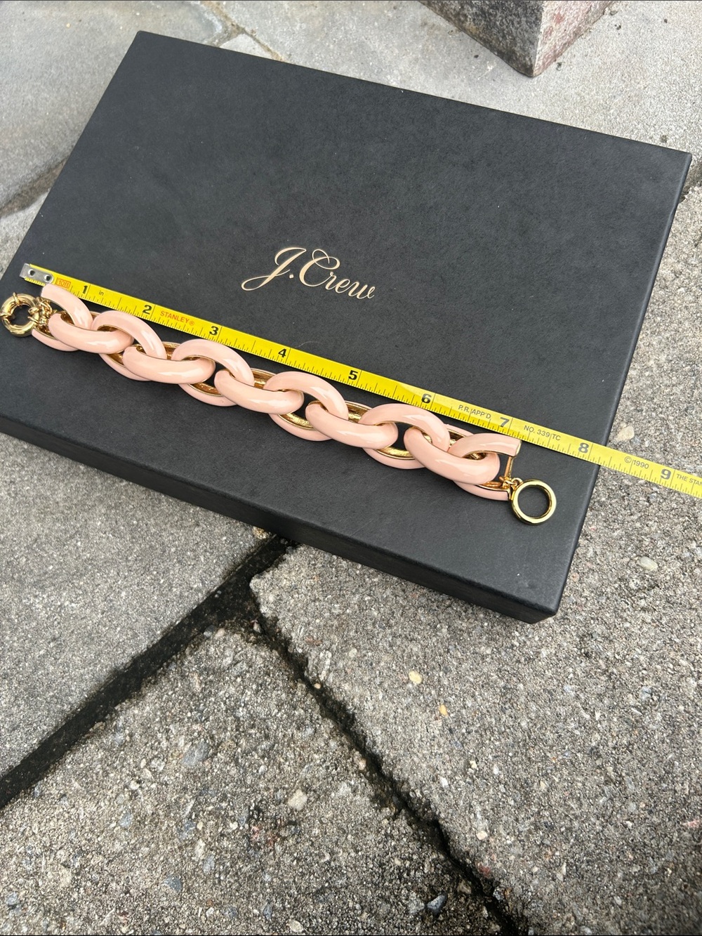 J. Crew Blush Pink Classic Enamel Link Chain Bracelet with Gold 2012 - Picture 3 of 4
